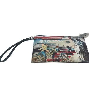 Betty Boop Across America Wristlet Wallet Clutch Bag Americana Motorcycle 9-3/4”